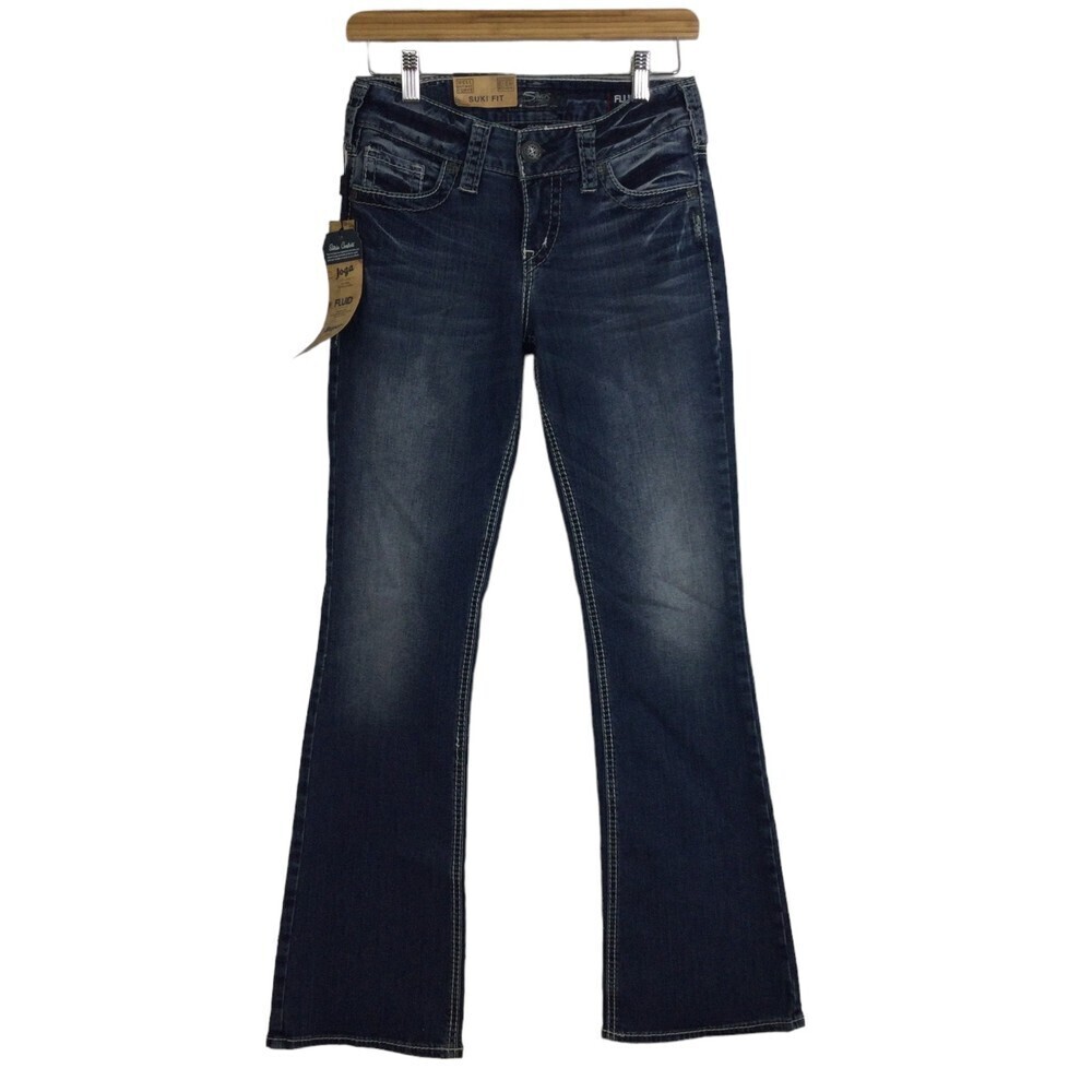 Silver Jeans Co Suki Mid Bootcut Dark Wash Stretch Denim Jeans Blue Size W26/L31